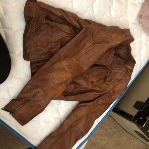 Brown Faux Leather Jacket